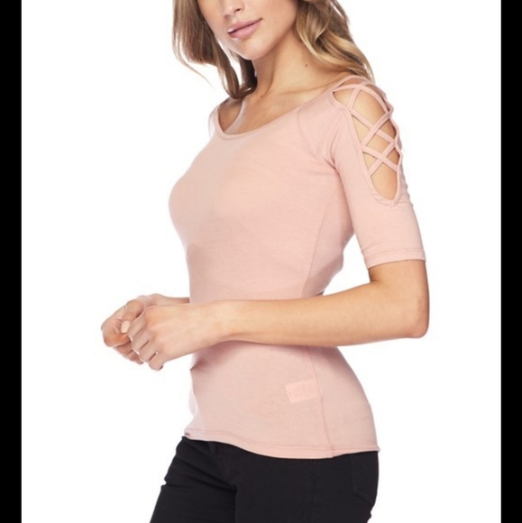 NWT Mauve Lattice Detailed Off Shoulder Top - Picture 6 of 8